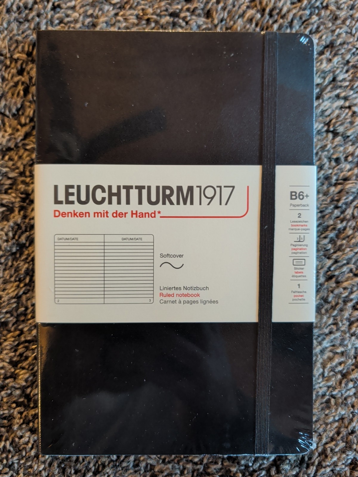 Leuchtturm1917 B6+ Ruled Softcover In Black - Brand New In Wrapper