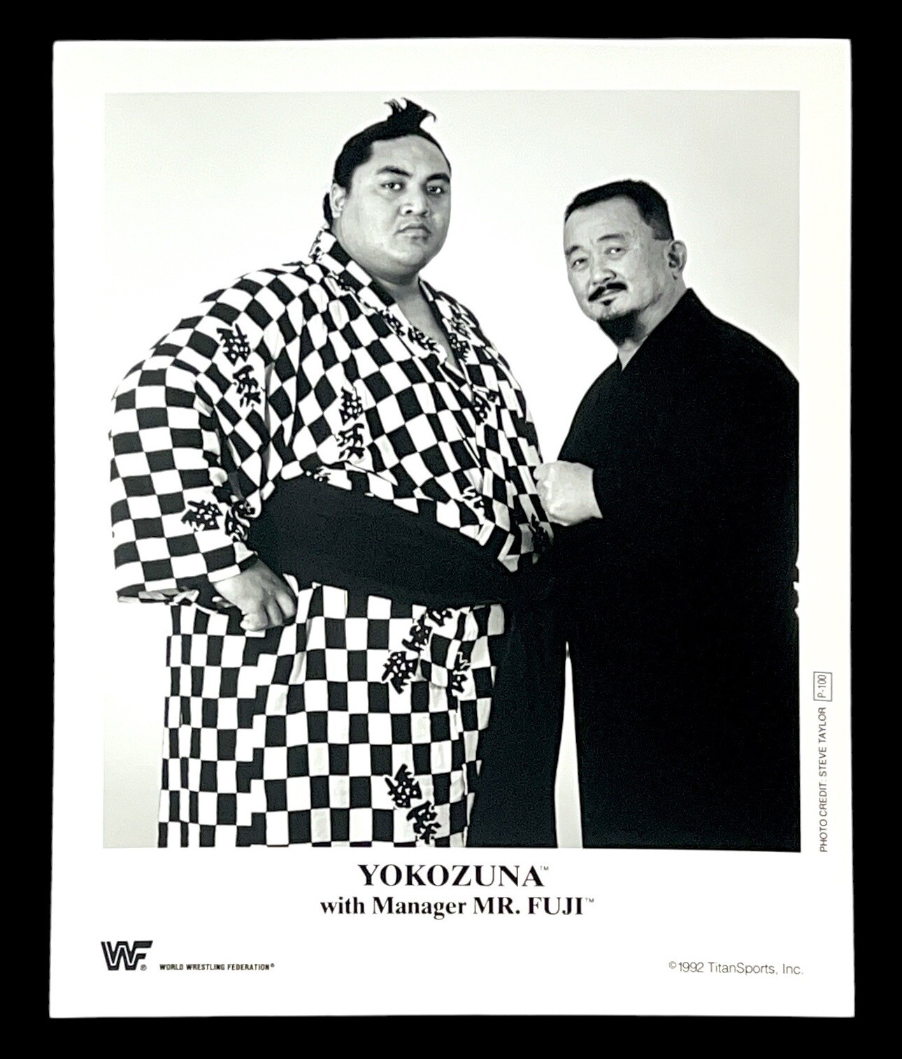 WWE YOKOZUNA MR FUJI P-100 OFFICIAL LICENSED ORIGINAL 8X10 PROMO PHOTO FROM 1992