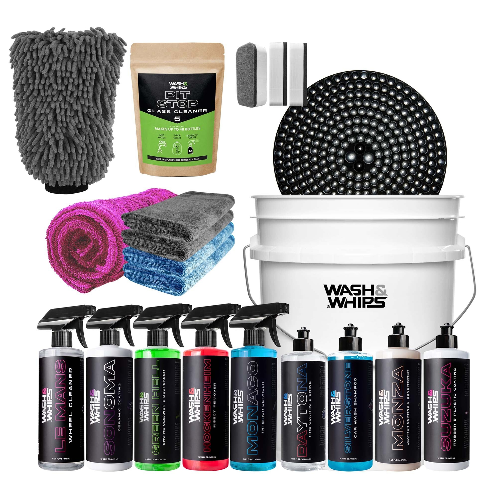 WASH&WHIPS Quick Detailing Pro Kit for Auto Detailing - 16-Piece Complete Car Ca