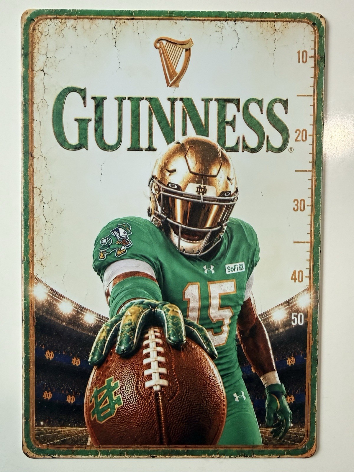 Notre Dame Guinness Beer Sign -  Fighting Irish Stout - Irish Football Shamrock