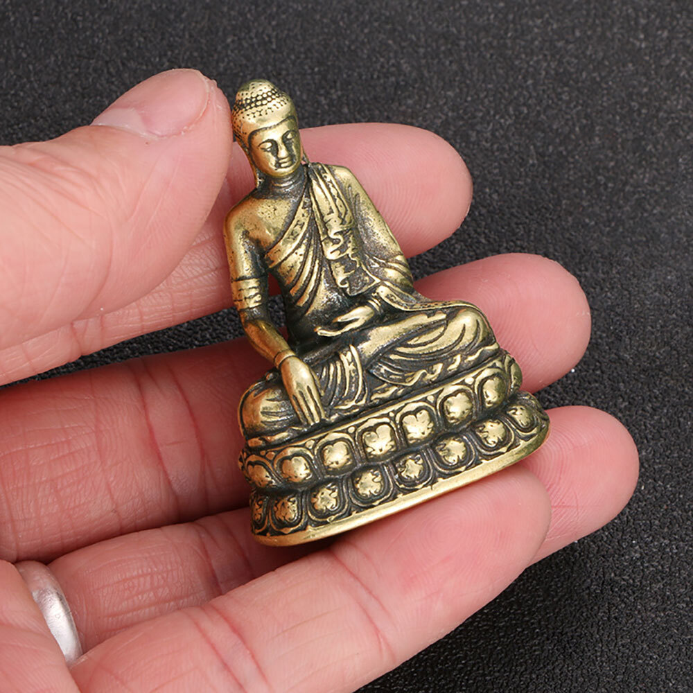 1Pc Bronze Brass Tibet Buddhism Buddhist Sakyamuni Buddha Figure Small Statue US