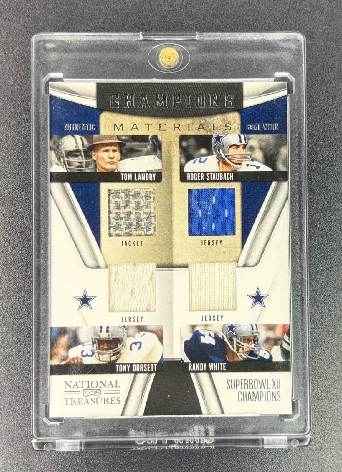 2009 National Treasures Landry Staubach Dorsett White Champions Quad /99 Cowboys