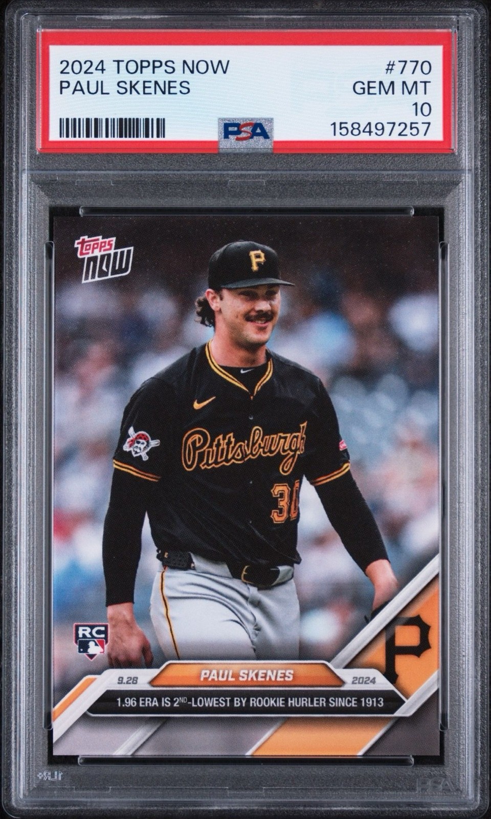 PSA 10 Paul Skenes 2024 Topps Now 1.96 ERA 2nd lowest #770 /32652 (RC) Pirates PSA 10 Paul Skenes 2024 Topps Now 1.96 ERA 2nd lowest #770 /32652 (RC) Pirates