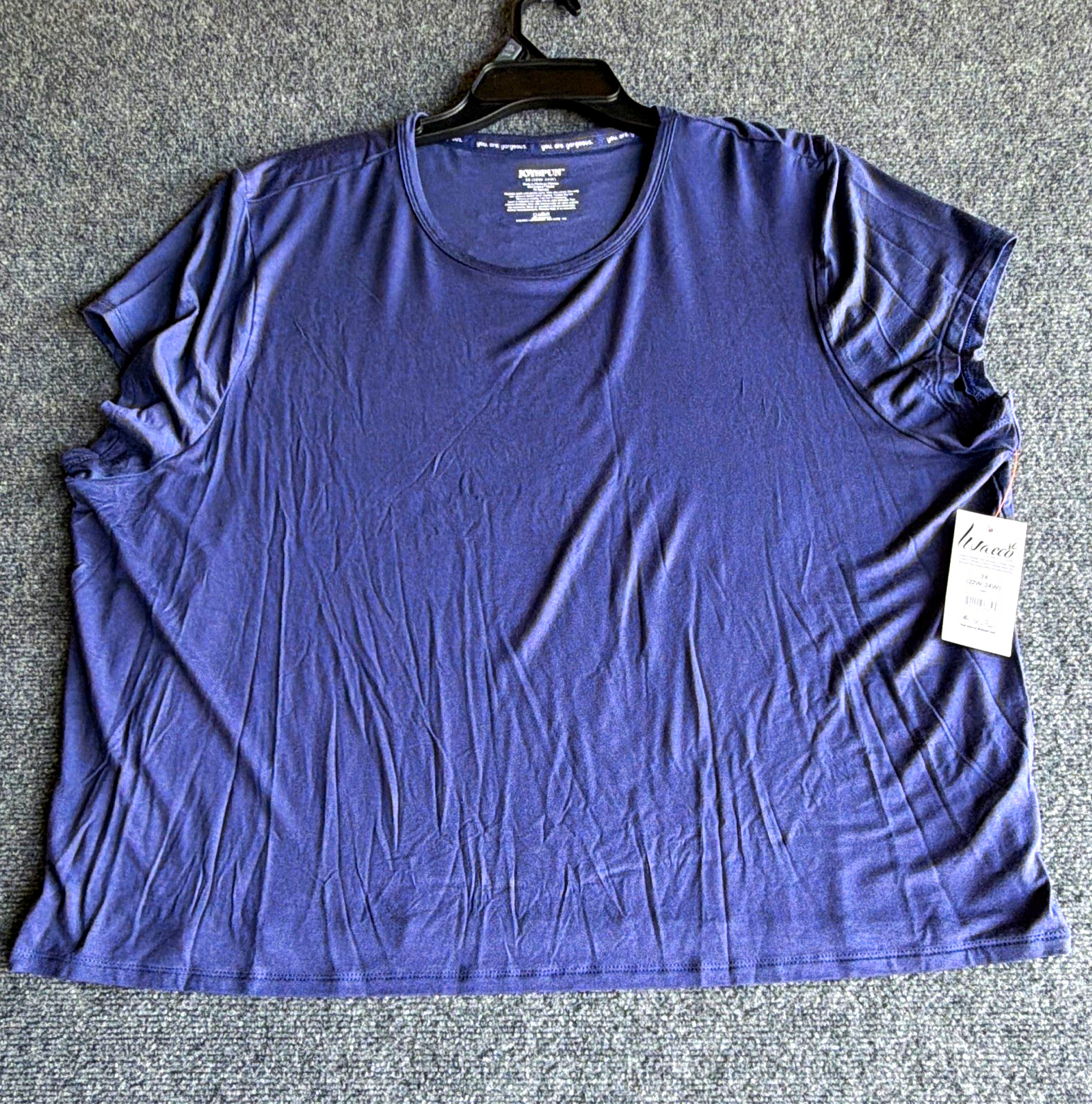Women Casual Short Sleeve Top Navy Blue 3X (22W-24W) Modal Tee Basic NWT