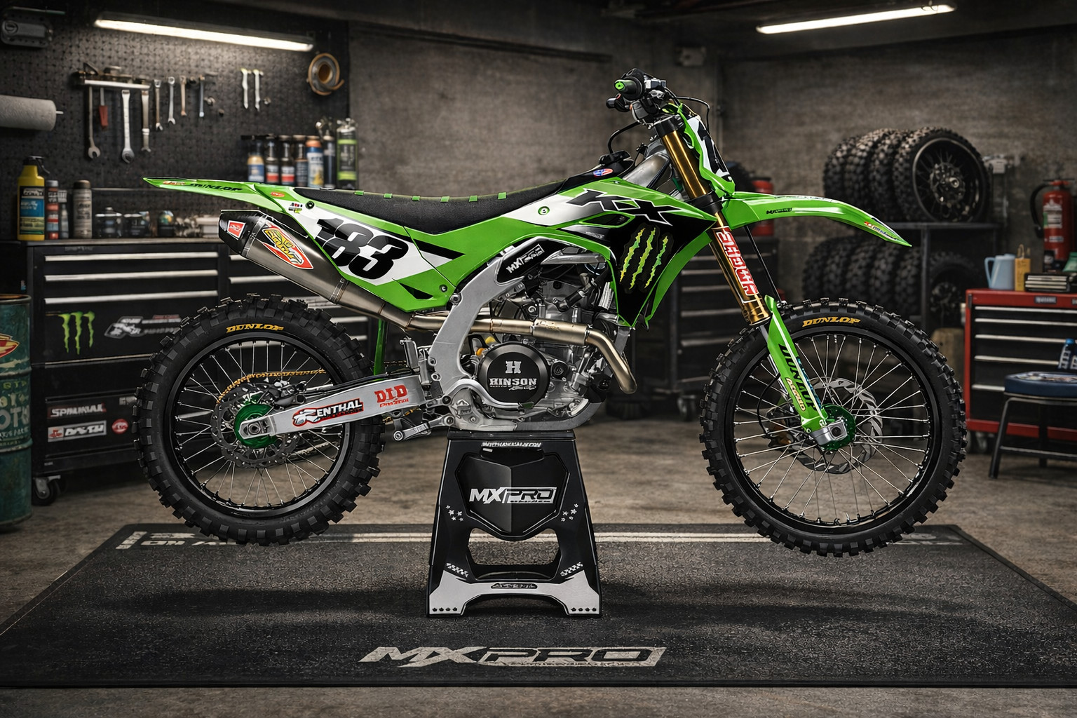 Fits Kawasaki KX450F (2024, 25, 2026 ) and KX250F (2025-2026) graphic kit decals
