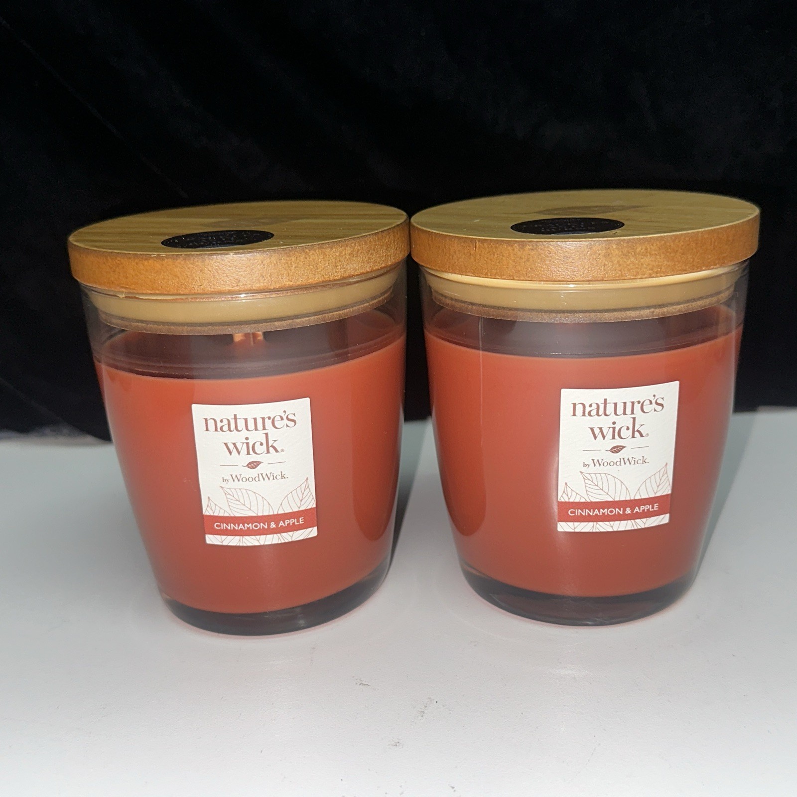 2 PACK--Nature's Wick by WoodWick CINNAMON & APPLE Scented Candles 10oz Crackles 2 PACK--Nature's Wick by WoodWick CINNAMON & APPLE Scented Candles 10oz Crackles
