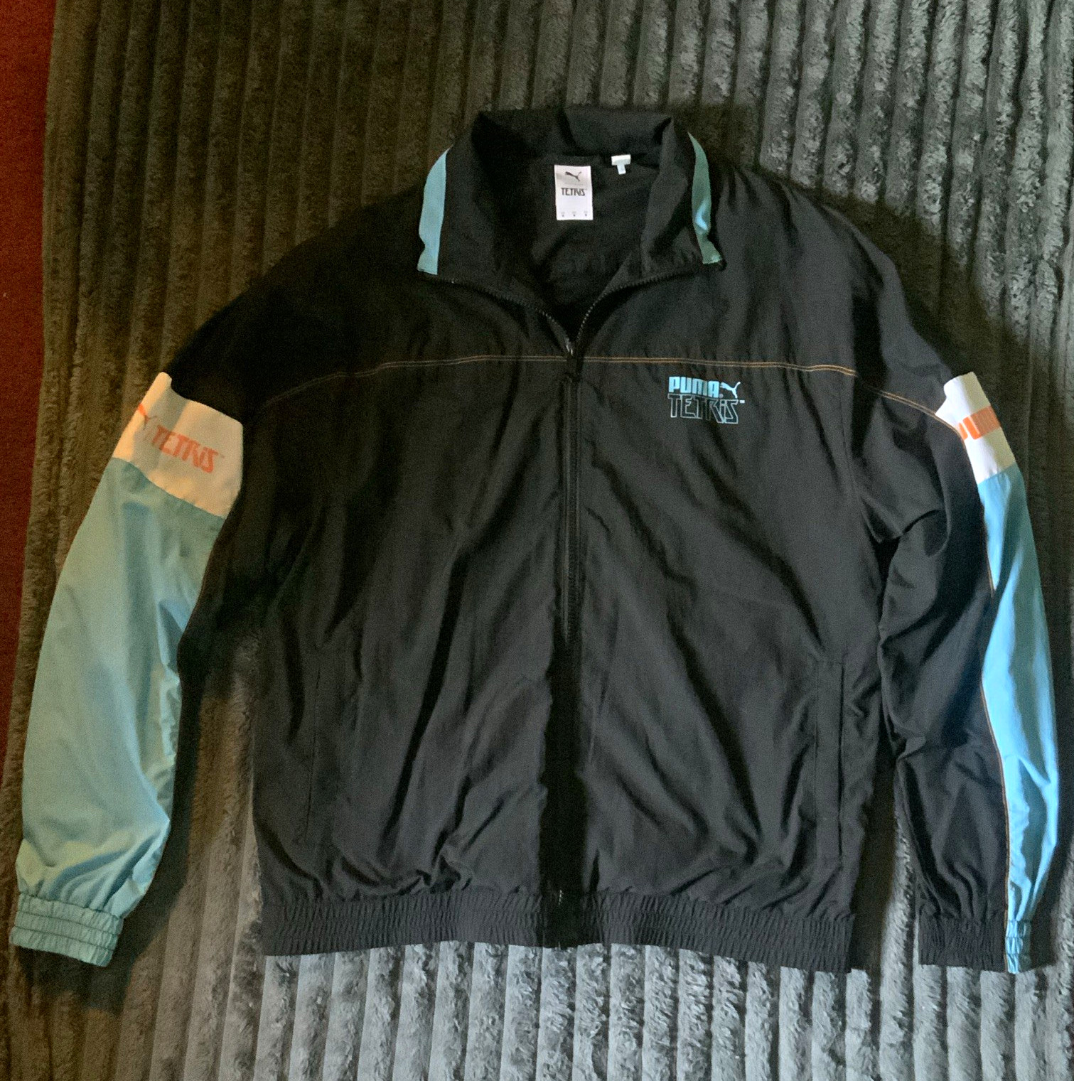 PUMA x Tetris Men\'s 2-Piece Tracksuit Jacket & Pants L Black/Blue Full Zip
