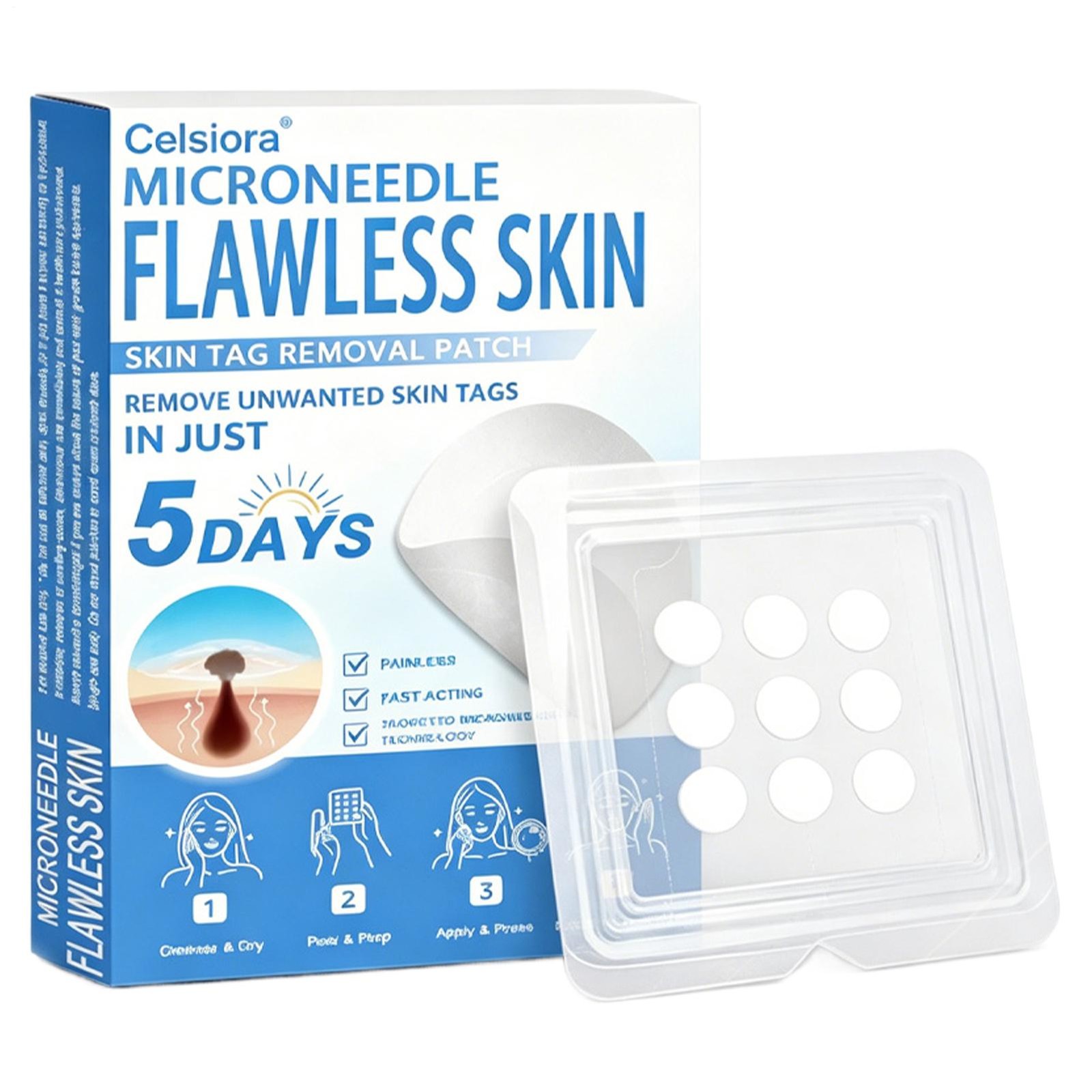 Celsiora Microneedle & Hydrocolloid Patch, Blemishes Invisible Pimple Patches