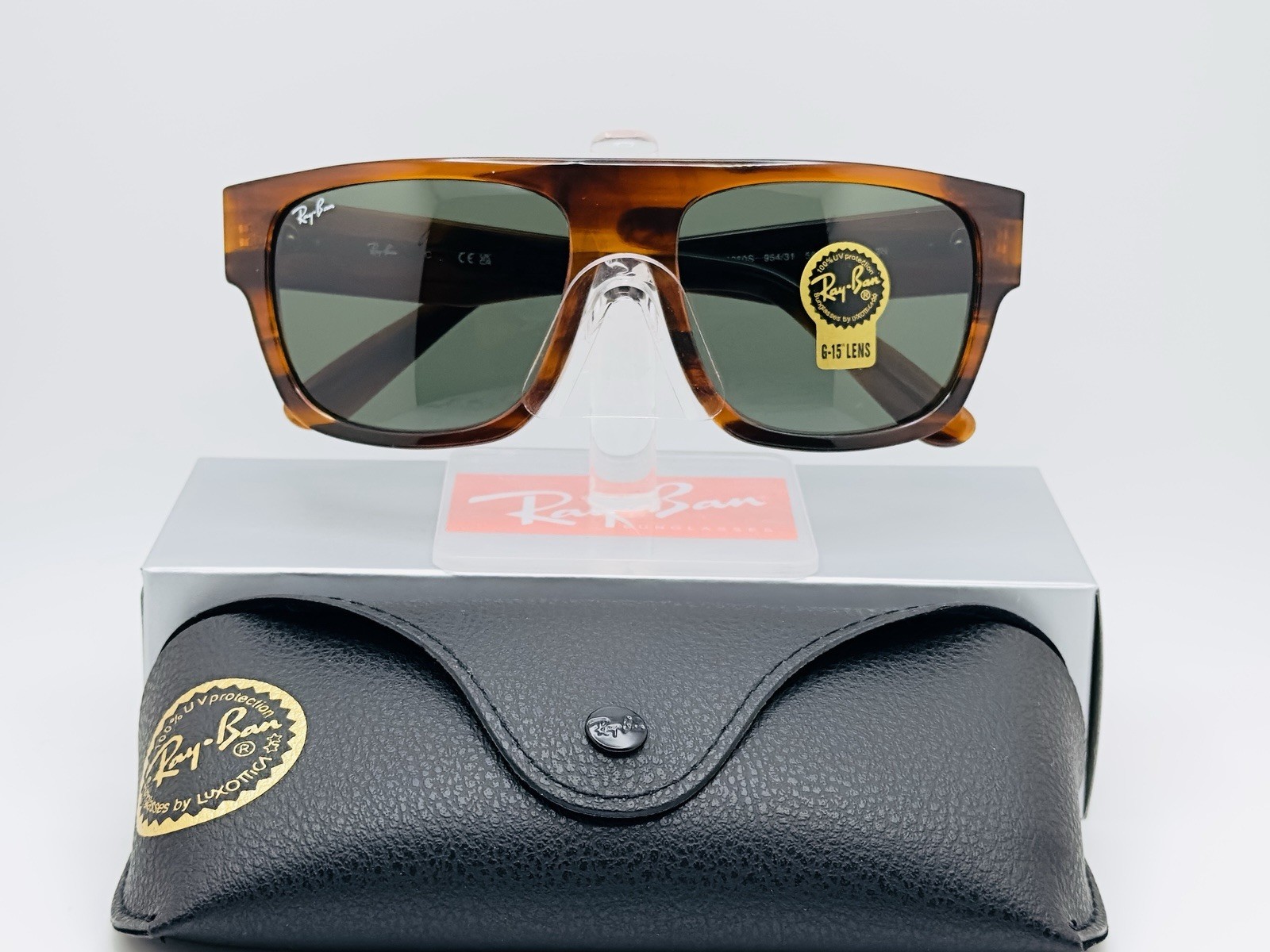 Ray-Ban RB0360S Drifter 58mm Square Sunglasses - Stipped Brown / Green G-15 lens