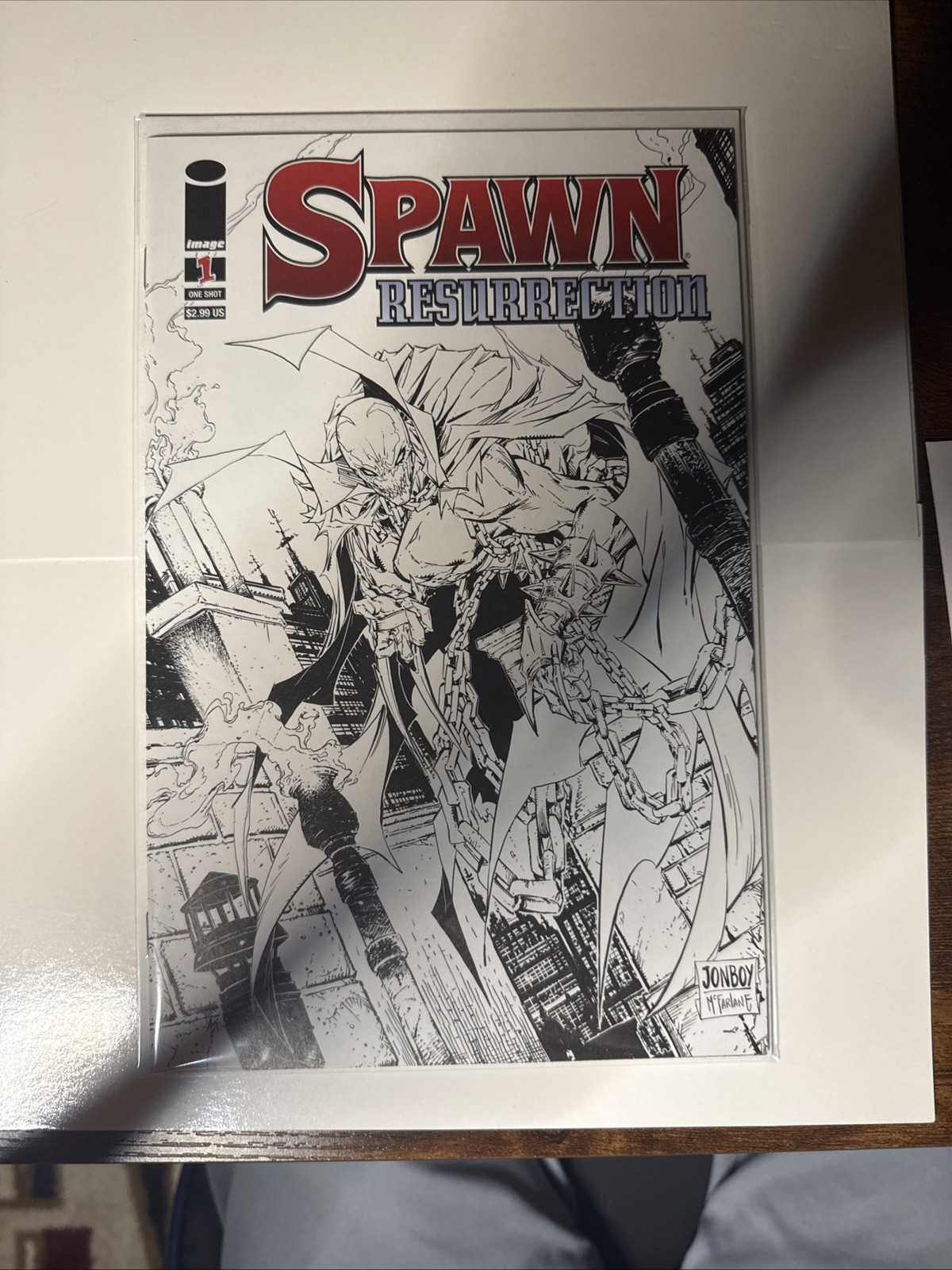 Image Comics Spawn Resurrection #1 Black And White Variant jonboy sketch (RARE)