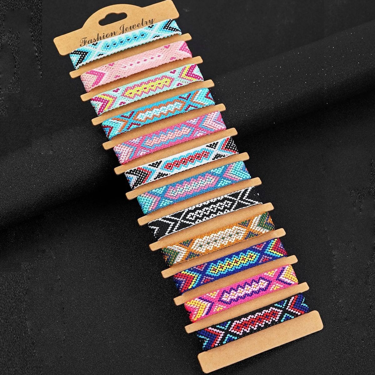 12PCS Adjustable Friendship Bracelets Boho Woven String Bracelet Gift Set