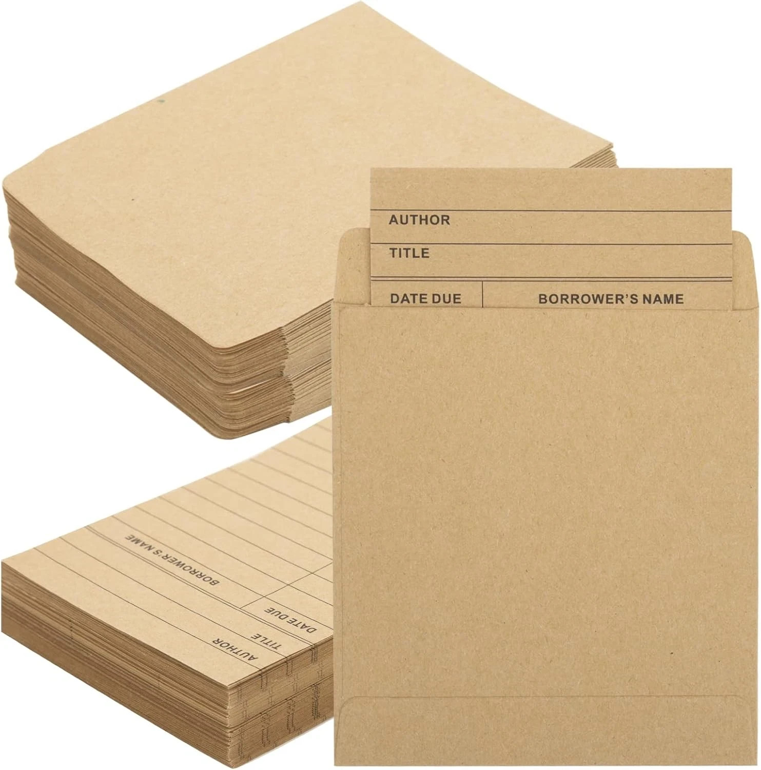 200Pcs Vintage Library Pockets and Cards, Brown Library Check out Cards Library 200Pcs Vintage Library Pockets and Cards, Brown Library Check out Cards Library