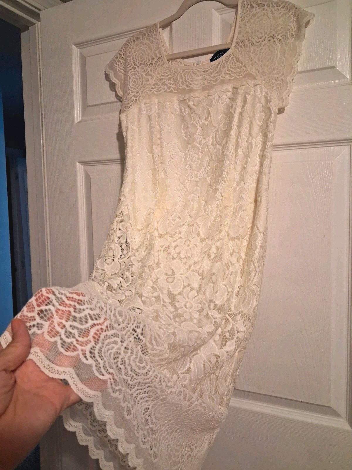 Ivory Lace Sheath Dress LG Boho Bridal Courthouse Wedding Cottagecore Romantic
