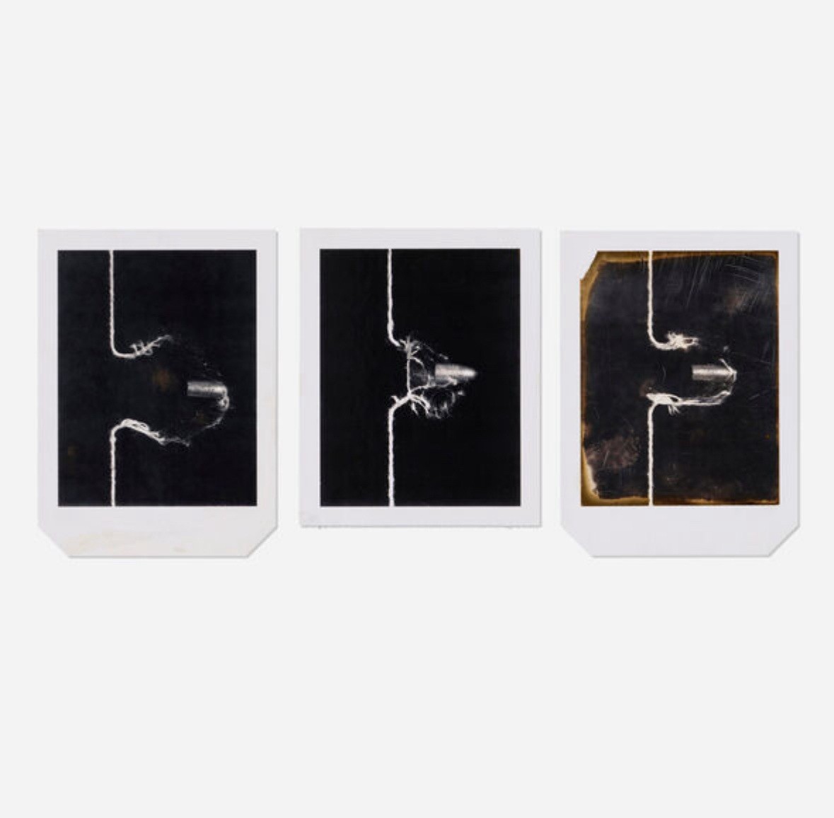 Harold Edgerton; Motion Study of Bullet Cutting Through String authentic 3 works Harold Edgerton; Motion Study of Bullet Cutting Through String authentic 3 works