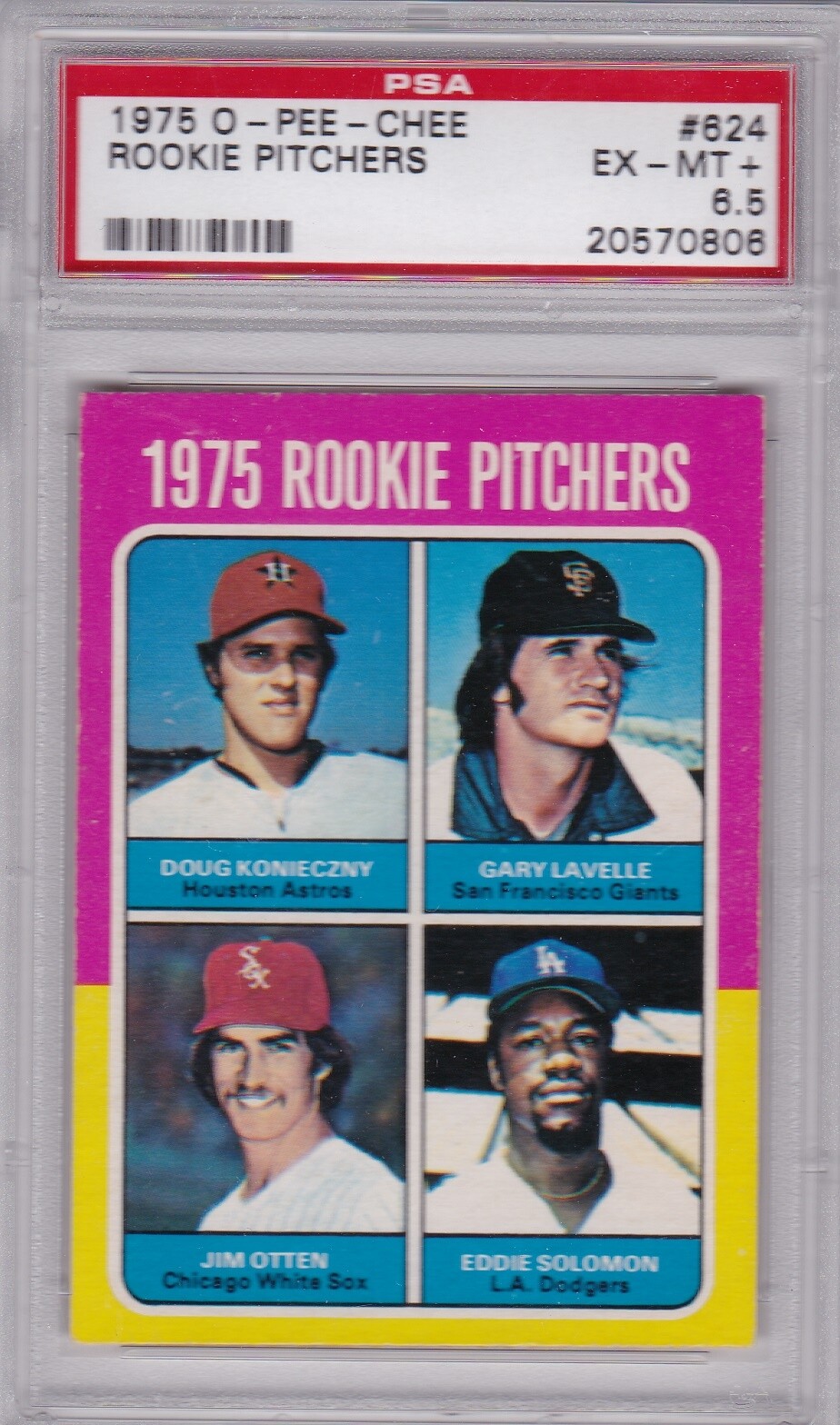 1975 OPC #624 ROOKIE PITCHERS PSA 6.5 EX/MT+ o-pee-chee - CENTERED 1975 OPC #624 ROOKIE PITCHERS PSA 6.5 EX/MT+ o-pee-chee - CENTERED