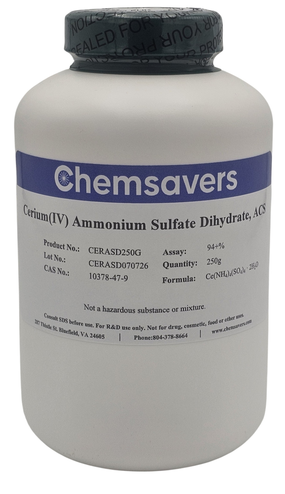 Cerium(IV) Ammonium Sulfate Dihydrate, ACS, 94+%, 250g