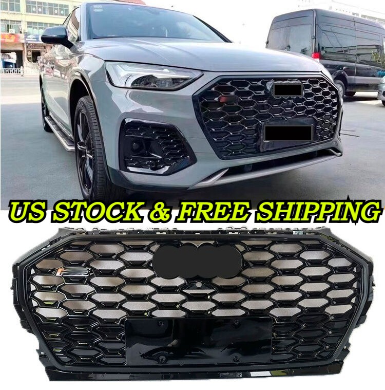 For Q5 2021-2024 RSQ5 Style Gloss Black Front Grille Grill Honeycomb Mesh