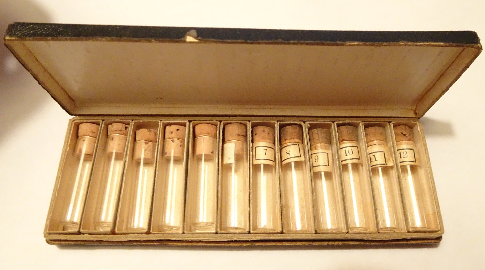 Glass Vials Lot of 10 Antique Swartchild & Co with Corks Watchmaker Estate