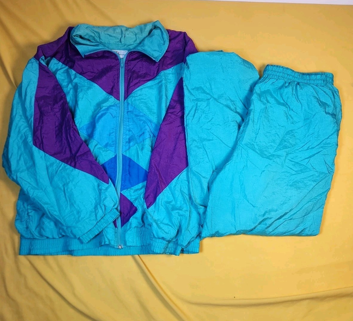 Vintage 90s Bocoo Tracksuit Jersey Lined Nylon Windbreaker Pants Teal Purple XL