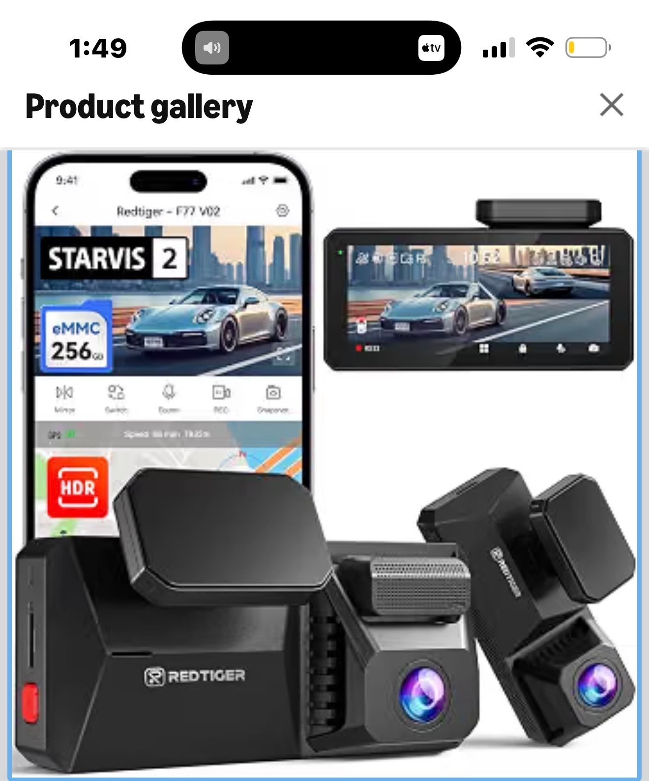 Redtiger F77 V2 4K+4K Dual Dash Cam with 256GB eMMC