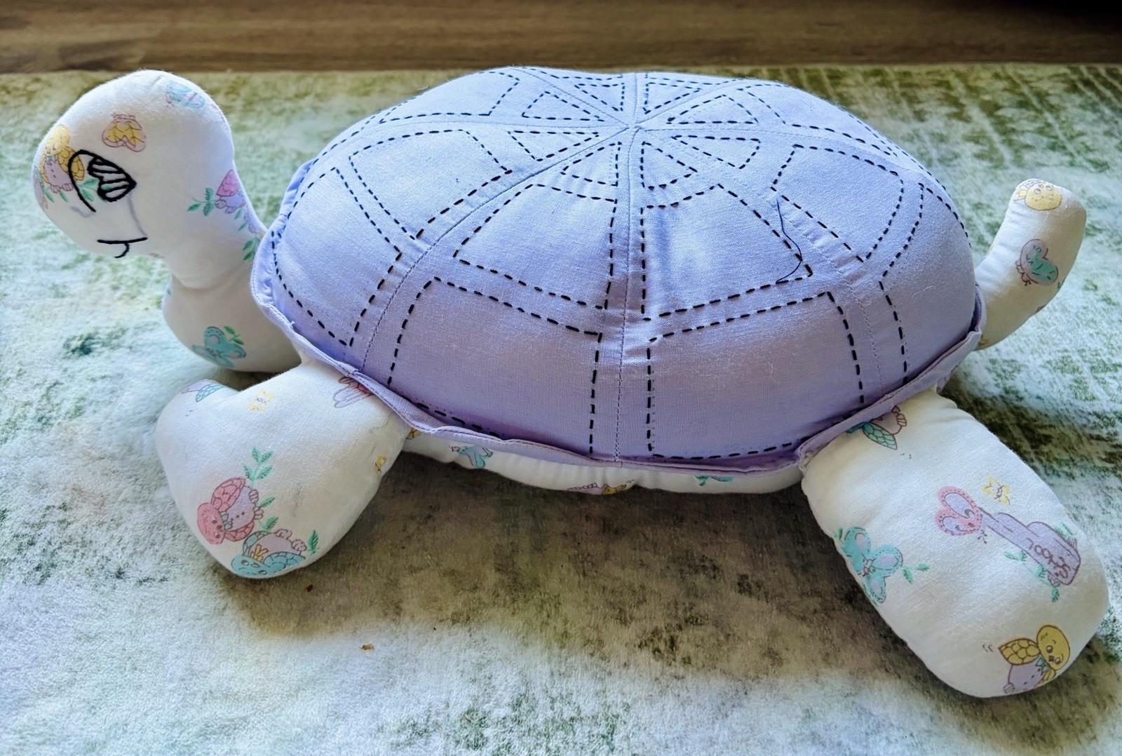 Handmade 12” Patchwork Plush Timmy The Turtle Vtg 1980s 90s Baby Nursery Fabric