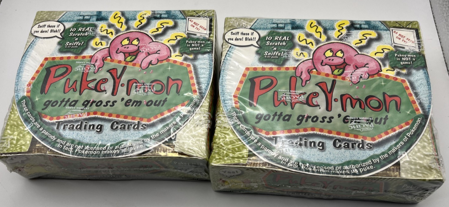 2X 2000 Pacific Pukey-Mon Factory Sealed Trading Card Box Lot Pokemon parody 🔥