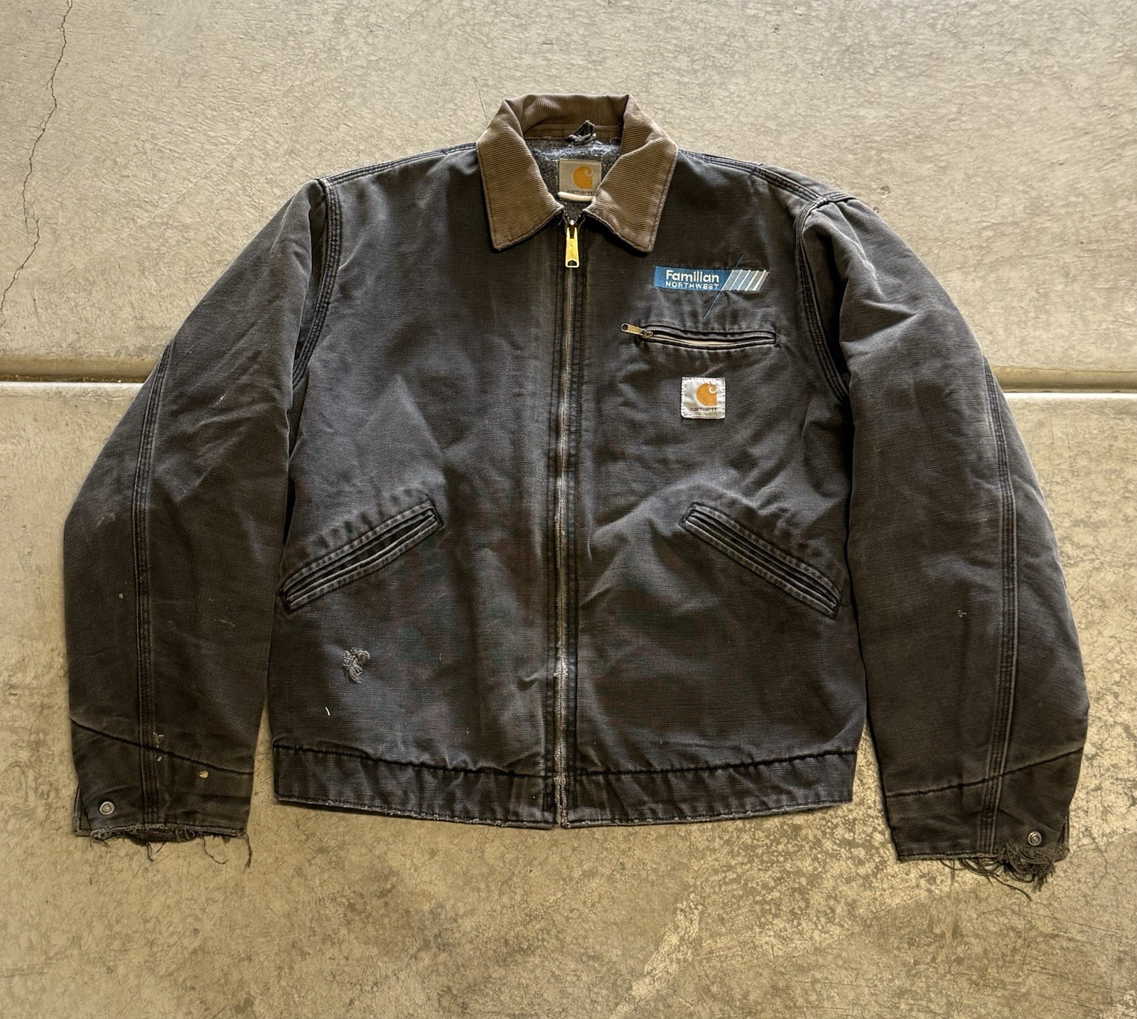 Vintage 90’s Men’s Carhartt J97 Faded Black Distressed Detroit Jacket M Blanket 