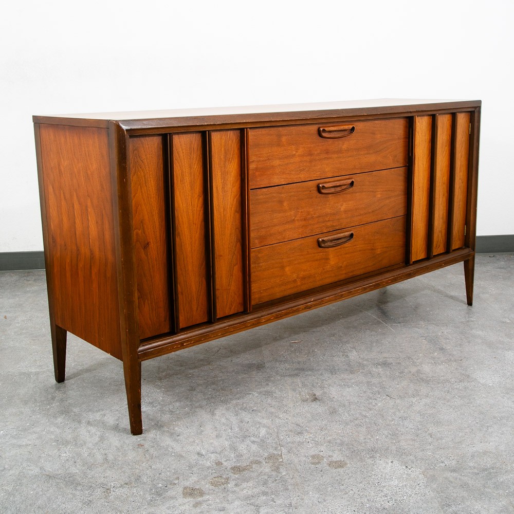 Mid Century Modern Dresser Credenza Keller 3 Drawer Walnut Vintage Danish Mcm