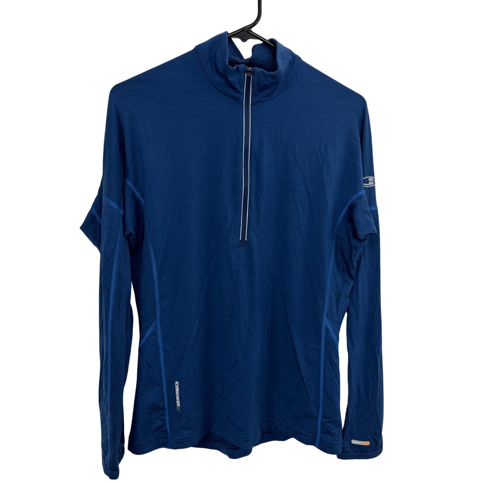 Icebreaker Shirt Mens Medium Blue GT 200 Merino Wool Half Zip Pullover