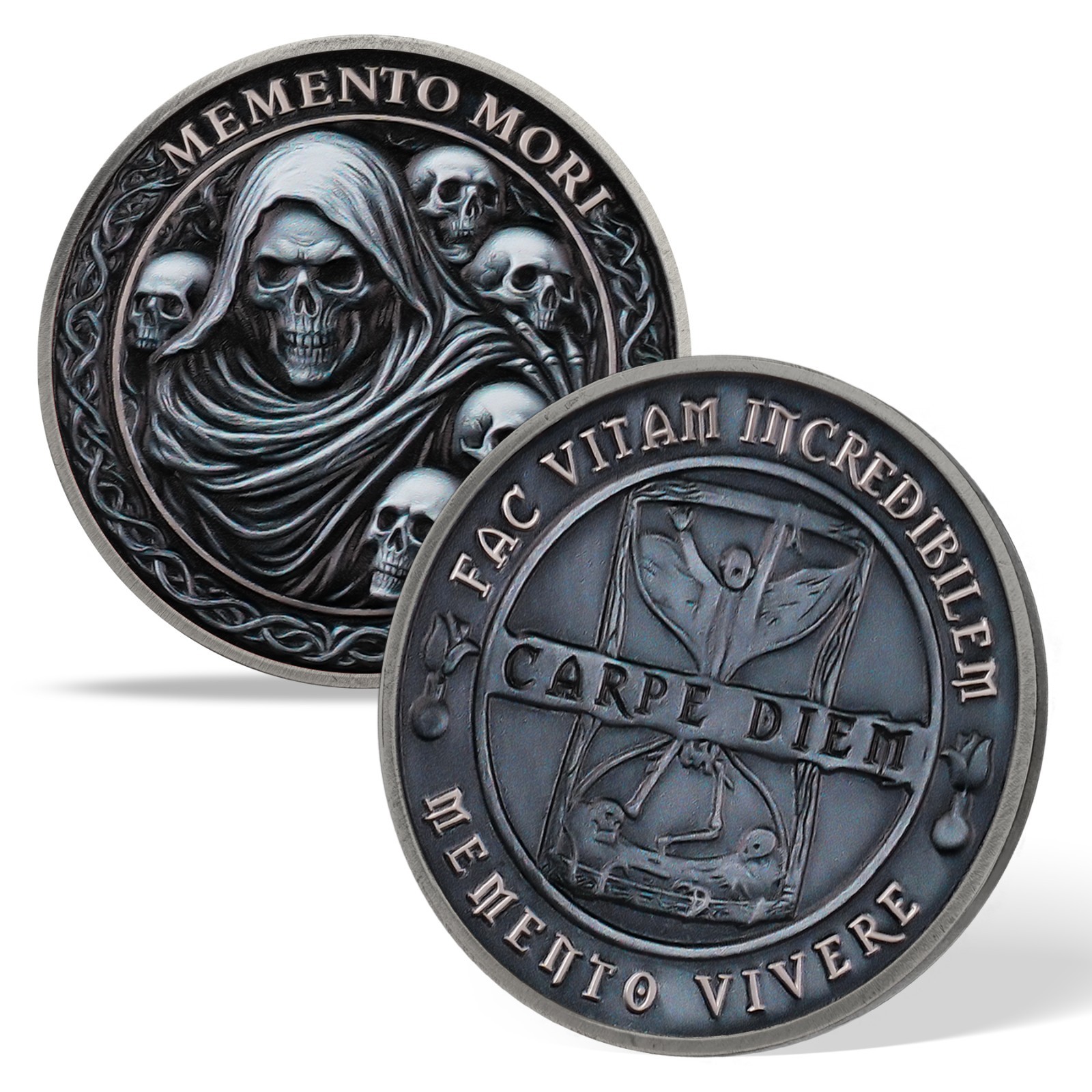 3D Skull Memento Mori Coin Grim Reaper Themed Stoic Challenge Coin Gifts For Men