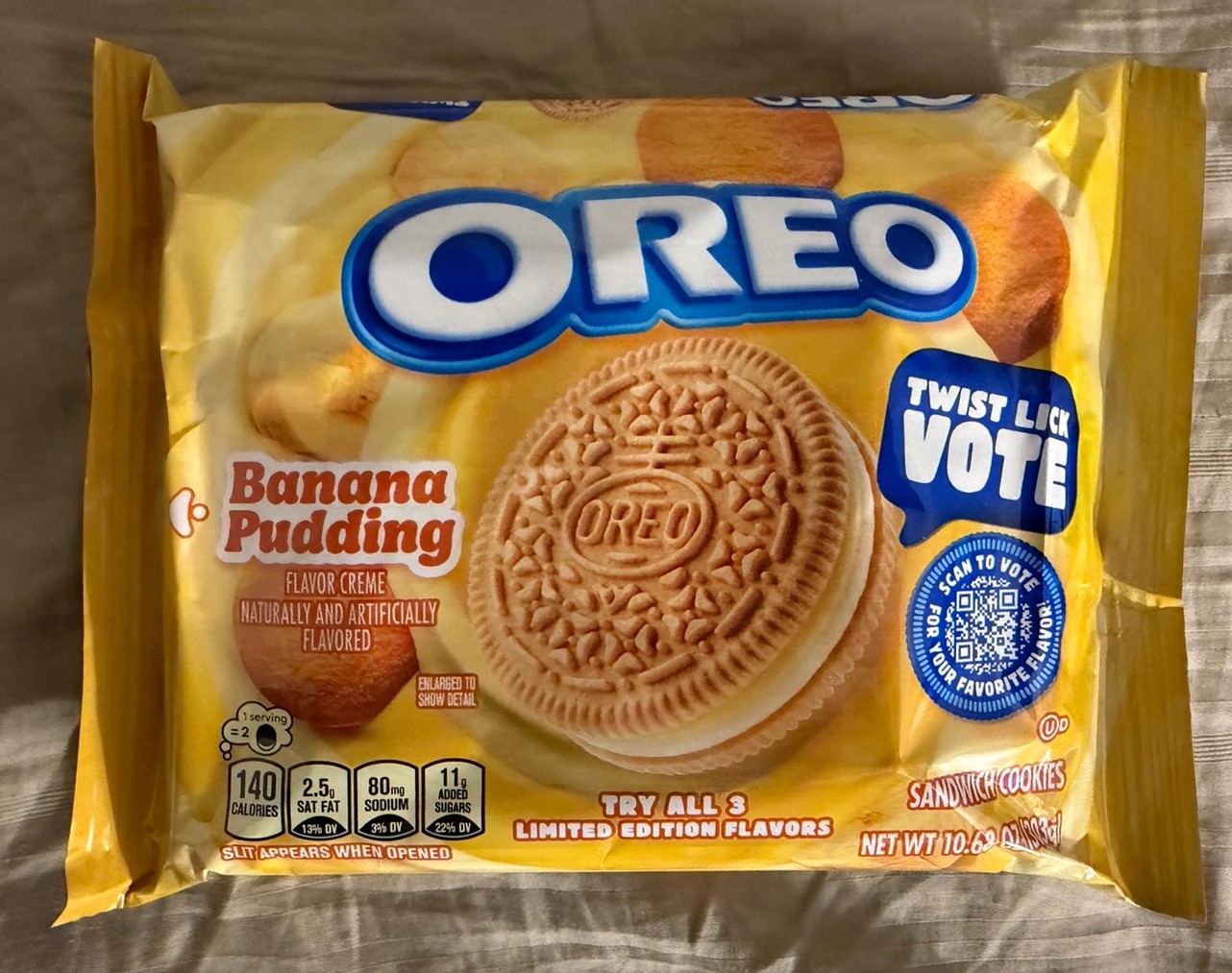 NEW OREO LIMITED EDITION BANANA PUDDING FLAVOR CREAM SANDWICH COOKIES 10.68 OZ NEW OREO LIMITED EDITION BANANA PUDDING FLAVOR CREAM SANDWICH COOKIES 10.68 OZ