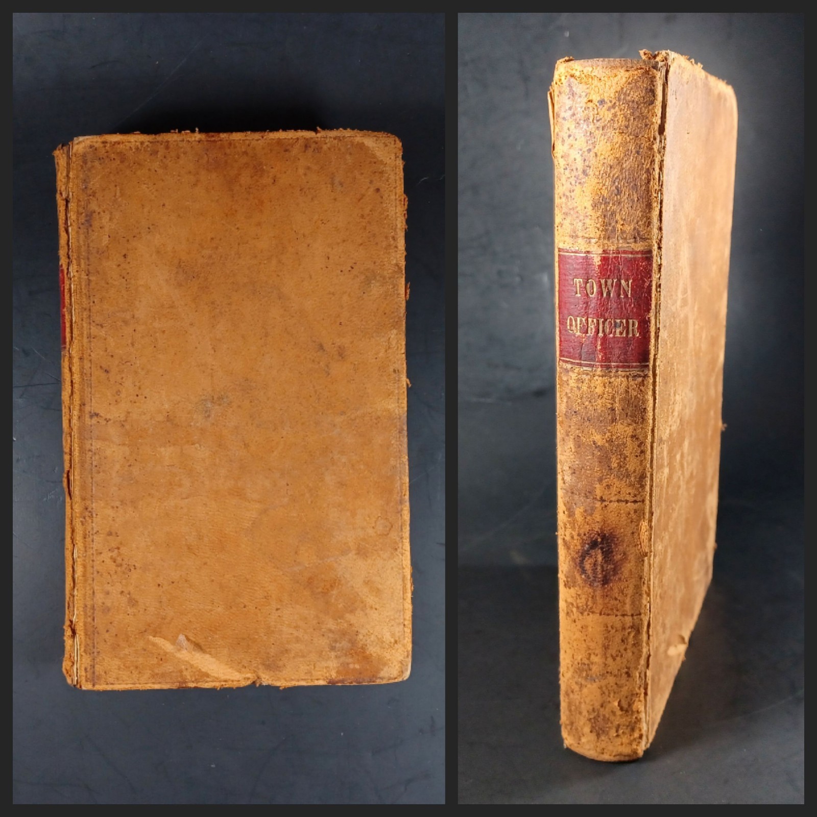 1843 Guide to Officers of Town Law Book New Hampshire Leather Charles J Fox