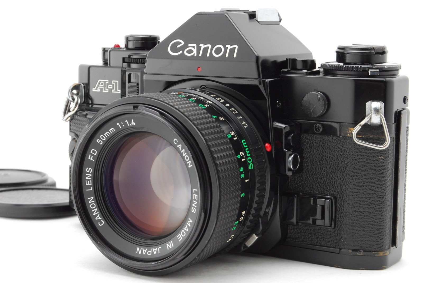 [Near MINT] Canon A-1 Black 35mm Film Camera SLR NFD New FD 50mm F1.4 Lens JAPAN