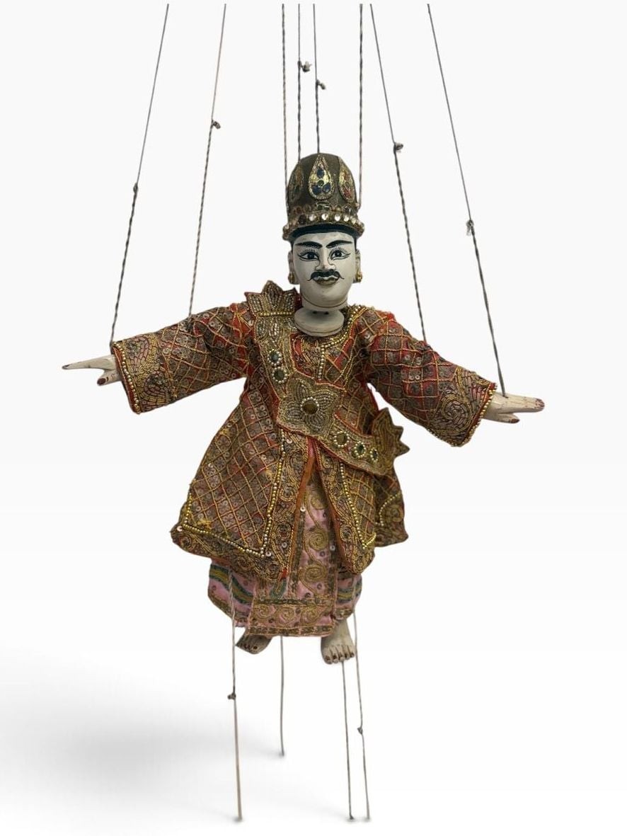 Vintage Handcrafted Burmese Yoke The Marionette Wooden String Puppet in Traditio Vintage Handcrafted Burmese Yoke The Marionette Wooden String Puppet in Traditio