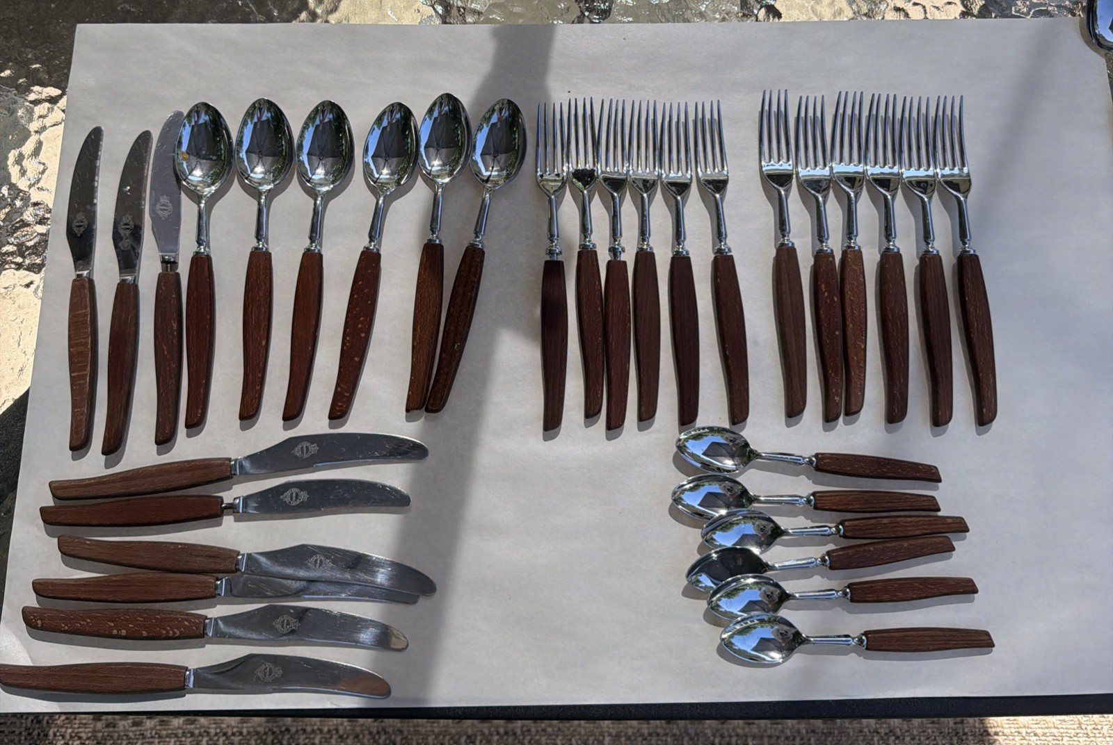 MCM Vintage Sheffield Cutlery Glosswood Flatware Set Mid Century Stainless MCM Vintage Sheffield Cutlery Glosswood Flatware Set Mid Century Stainless