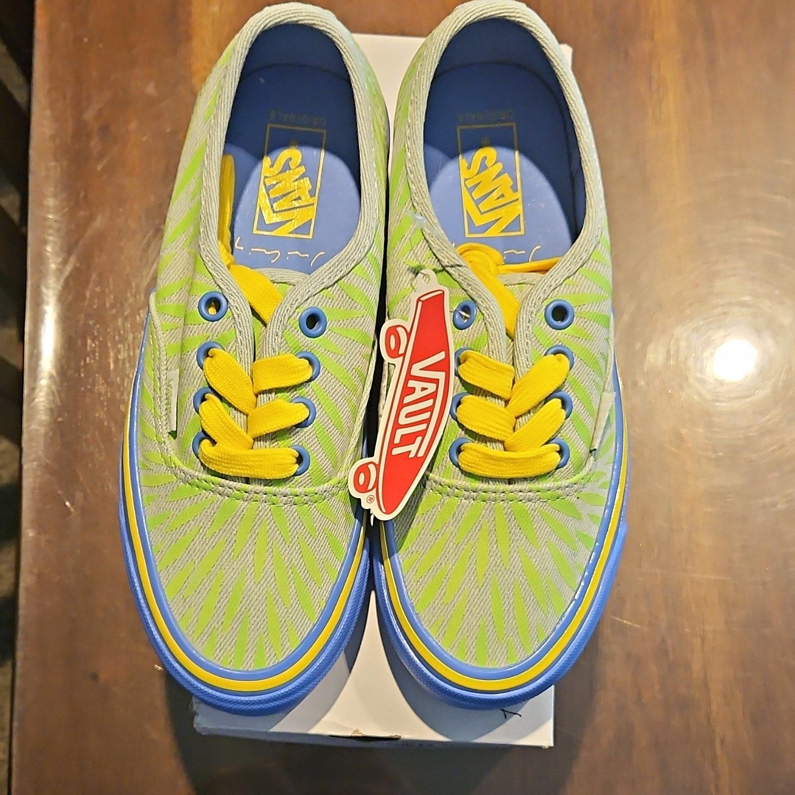 VANS Vault OG Authentic LX Sneaker Unisex 5.5 Green Blue Yellow Canvas