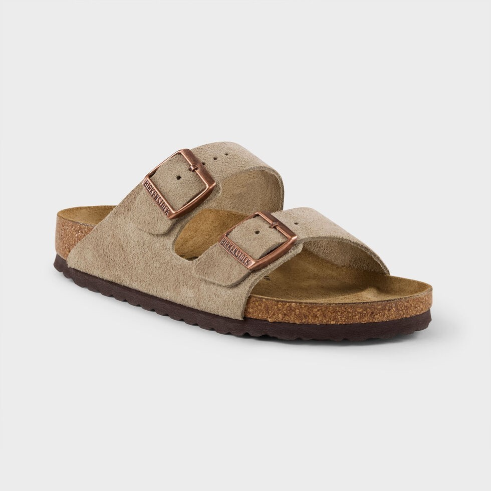 Birkenstock Arizona Women’s Suede Sandals Taupe 2-Strap Comfort