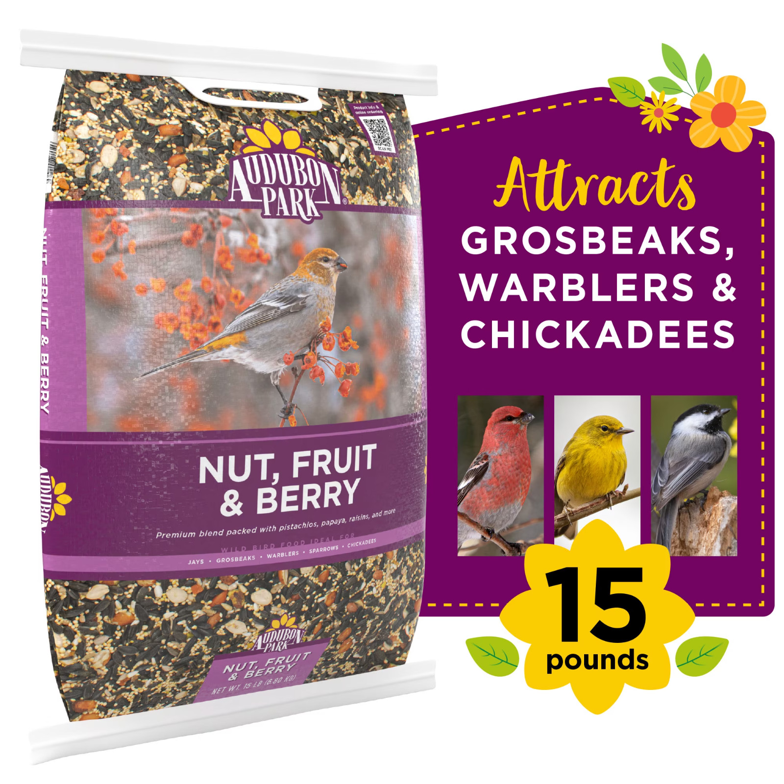 Audubon Park Nut, Fruit & Berry Wild Bird Food, 15 lb Audubon Park Nut, Fruit & Berry Wild Bird Food, 15 lb