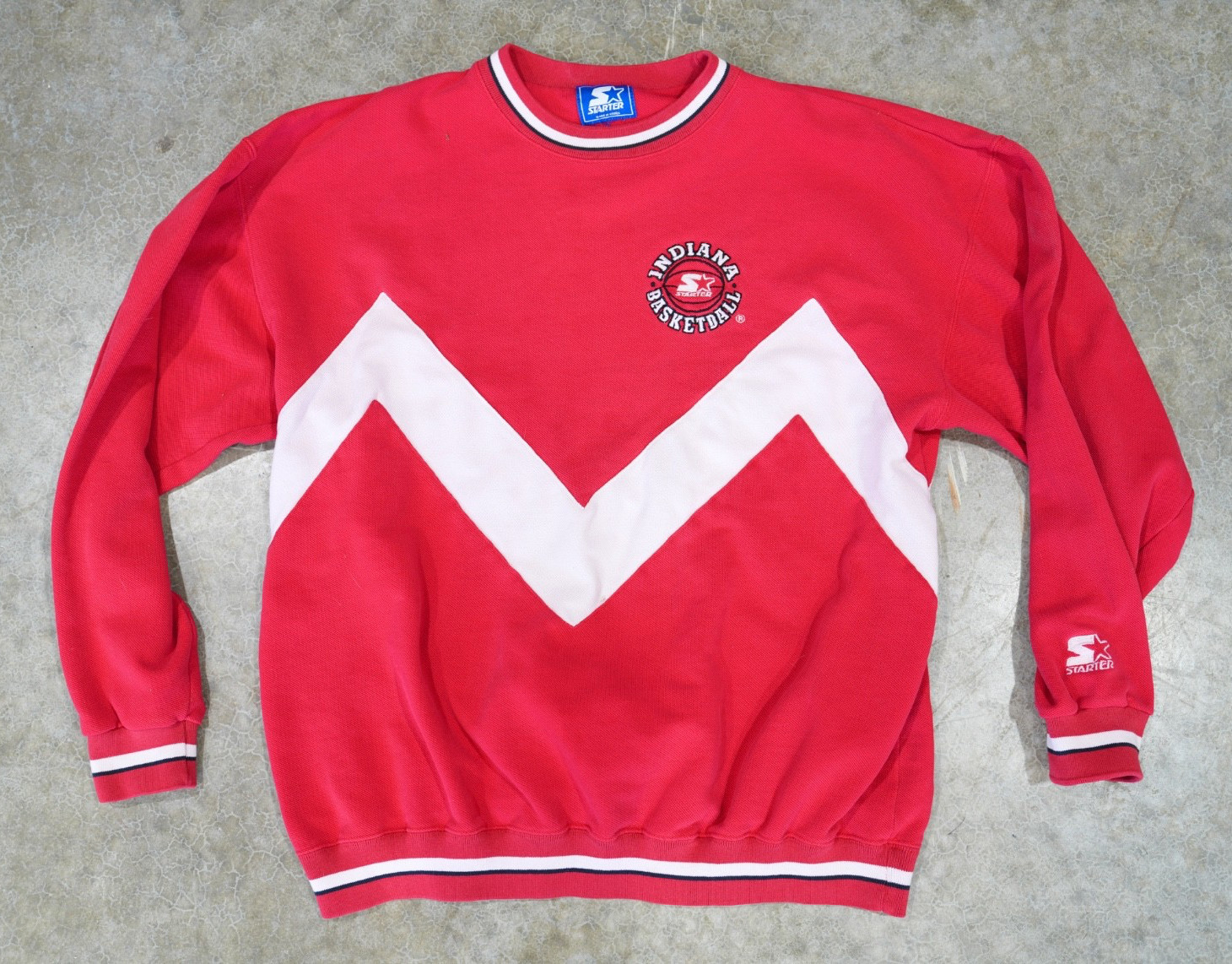 VTG Indiana Basketball Embroidered IU Starter Pullover Crewneck Shirt Mens XL