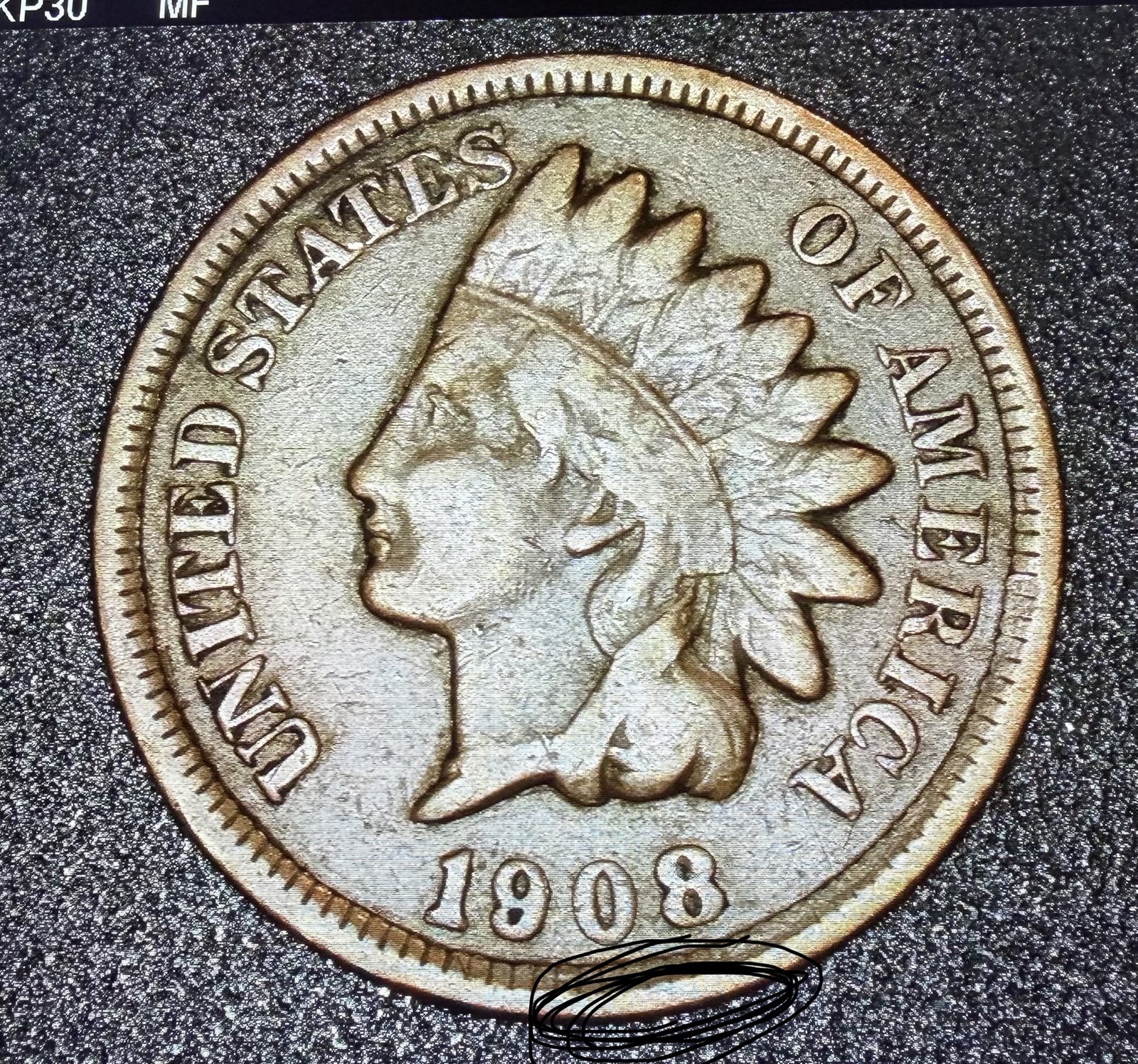 1908 Indian Head Cent Penny, Key Date, VF Condition Broad Strike Error 1908 Indian Head Cent Penny, Key Date, VF Condition Broad Strike Error