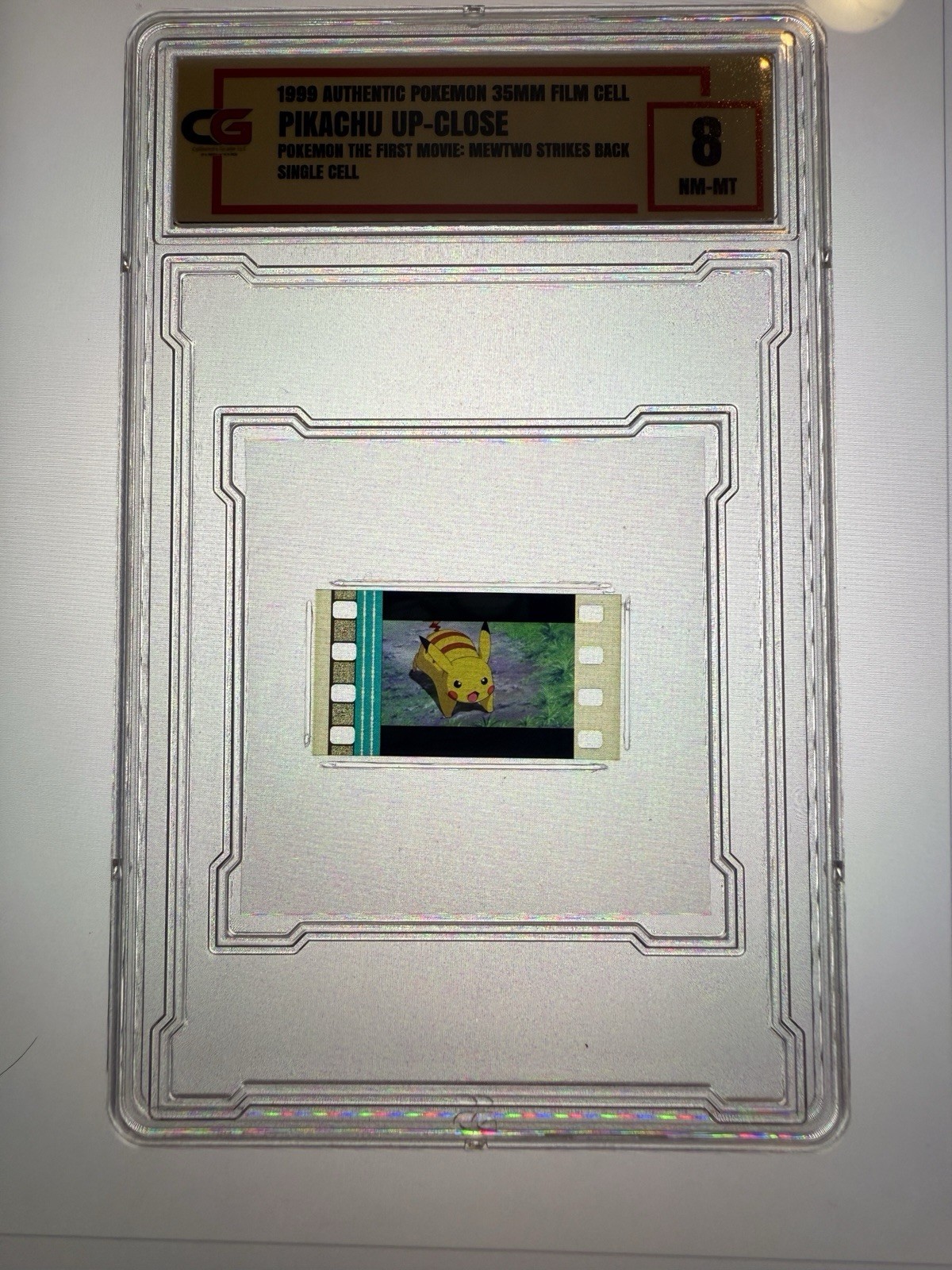 Pikachu Pokemon Mewtwo Strikes Back Film Cell CG Graded 8 Up Close Movie Slab