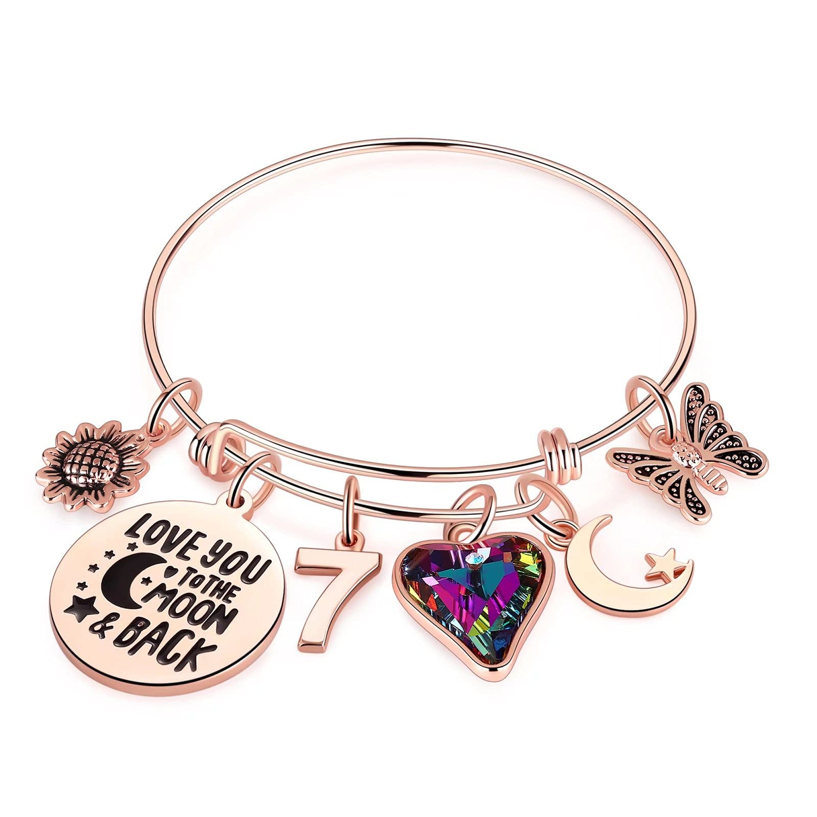 7th Birthday Charm Bracelet for Girls, Seven Year Olds - Happy 7th Birthday 7th Birthday Charm Bracelet for Girls, Seven Year Olds - Happy 7th Birthday