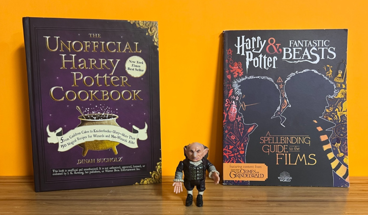Unofficial Harry Potter Cookbook, Spellbinding Guide & Gringotts Goblin figure