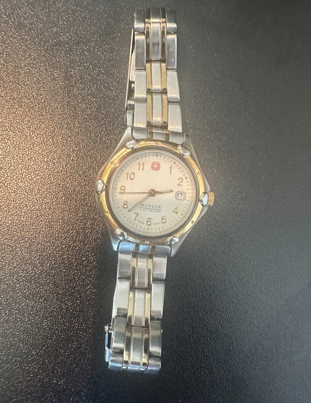 Vintage Wenger S.A.K. Design 093.0690 Swiss Quartz Two Tone 30mm Date Watch