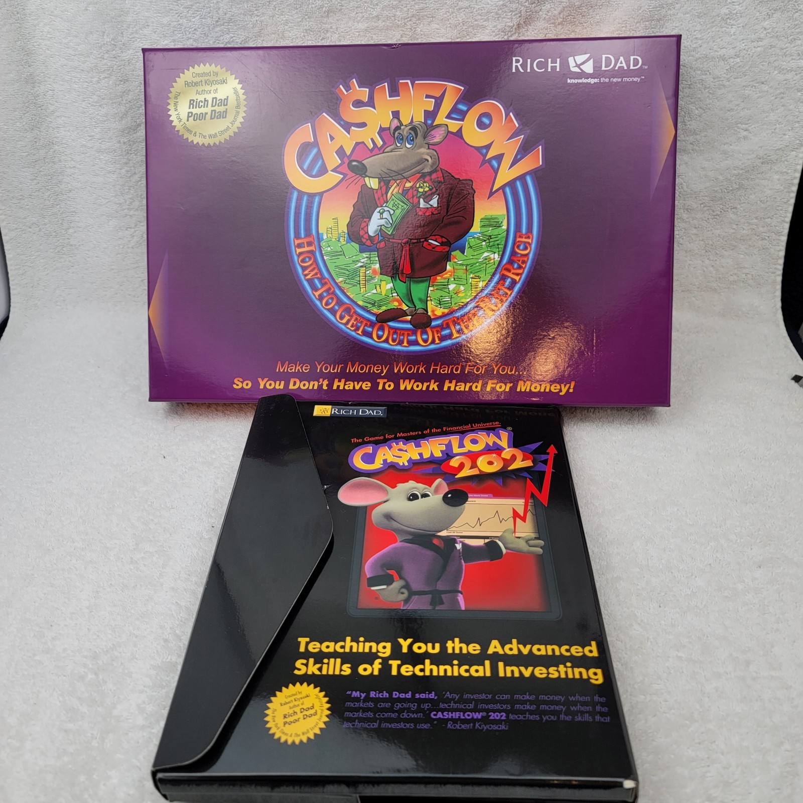 Cashflow 101 & 202 Expansion Investment Board Game Robert Kiyosaki Nearly Complt