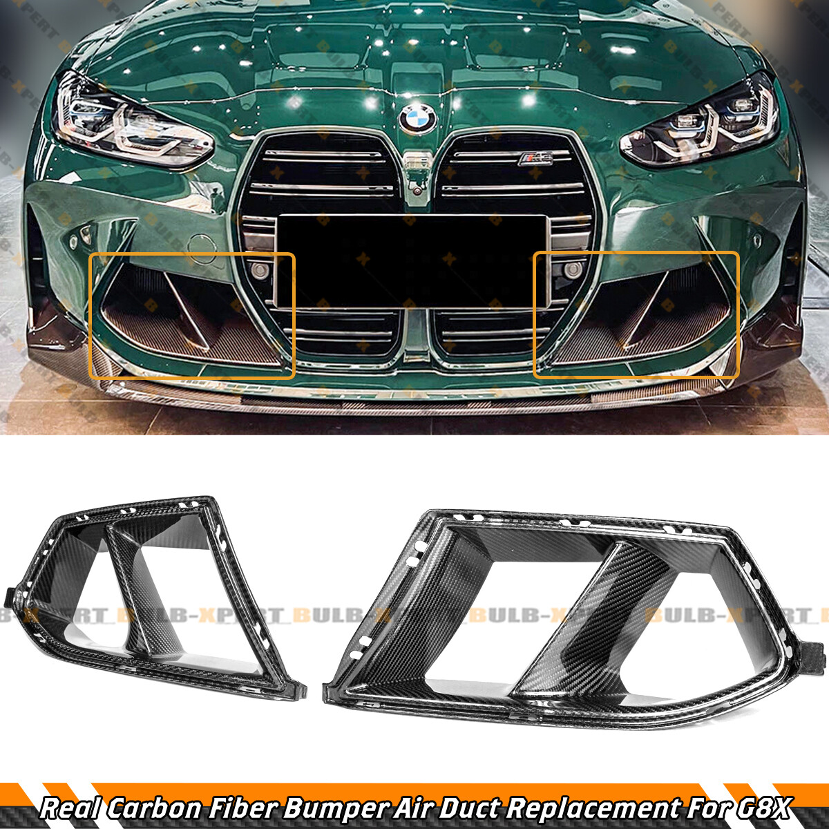 Wet Carbon Fiber Front Bumper Air Duct Replacement For 2021-26 BMW G80 G82 M3 M4