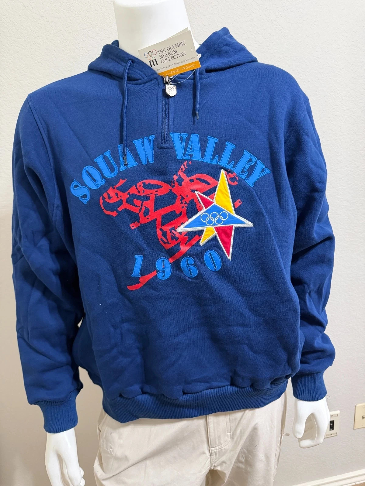 1960 Squaw Valley Official Olympic Museum Collection 1/4 Zip Navy Hoodie SZ MD