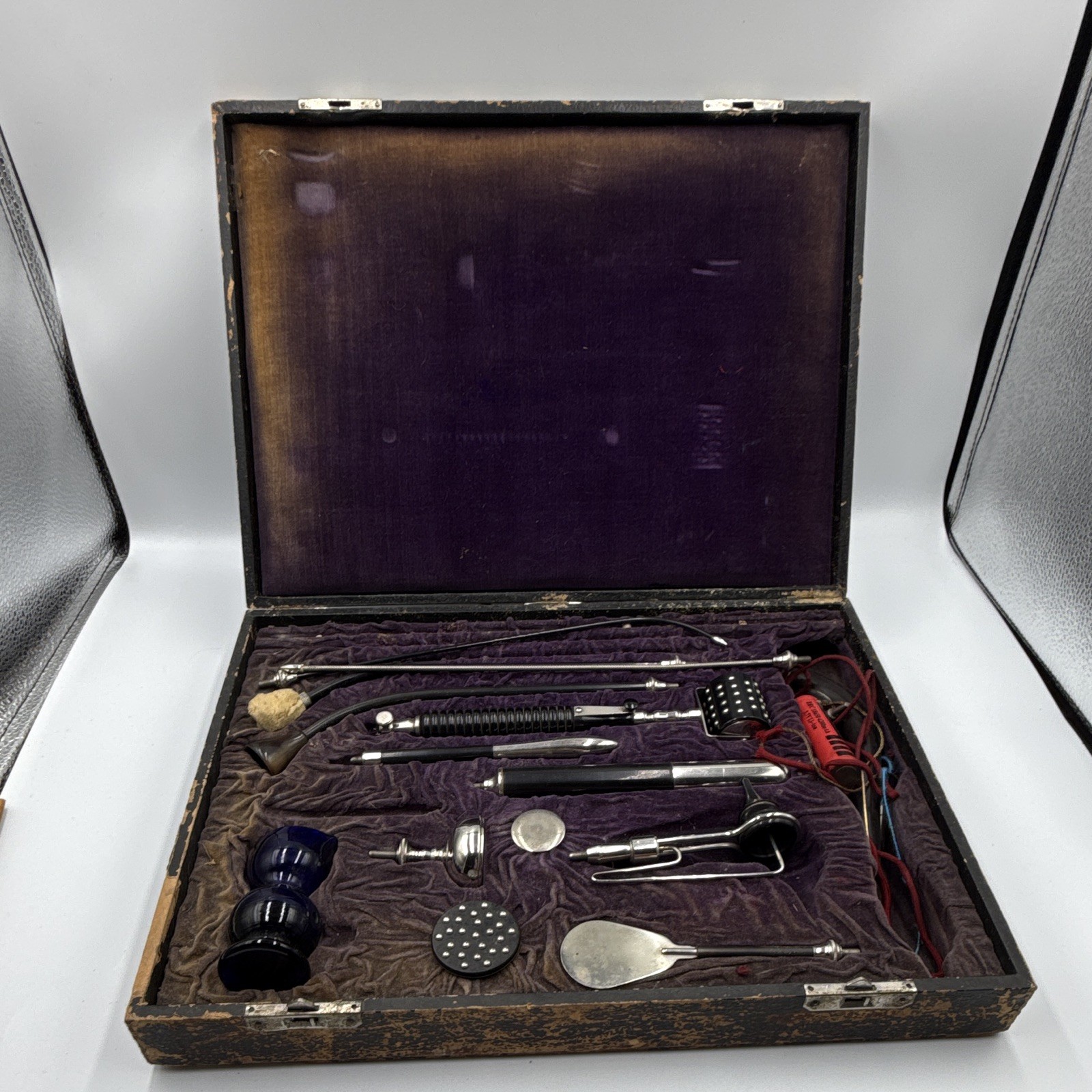Antique Vintage Surgical ENT Electrotherapy Set Complete With Case Antique Vintage Surgical ENT Electrotherapy Set Complete With Case