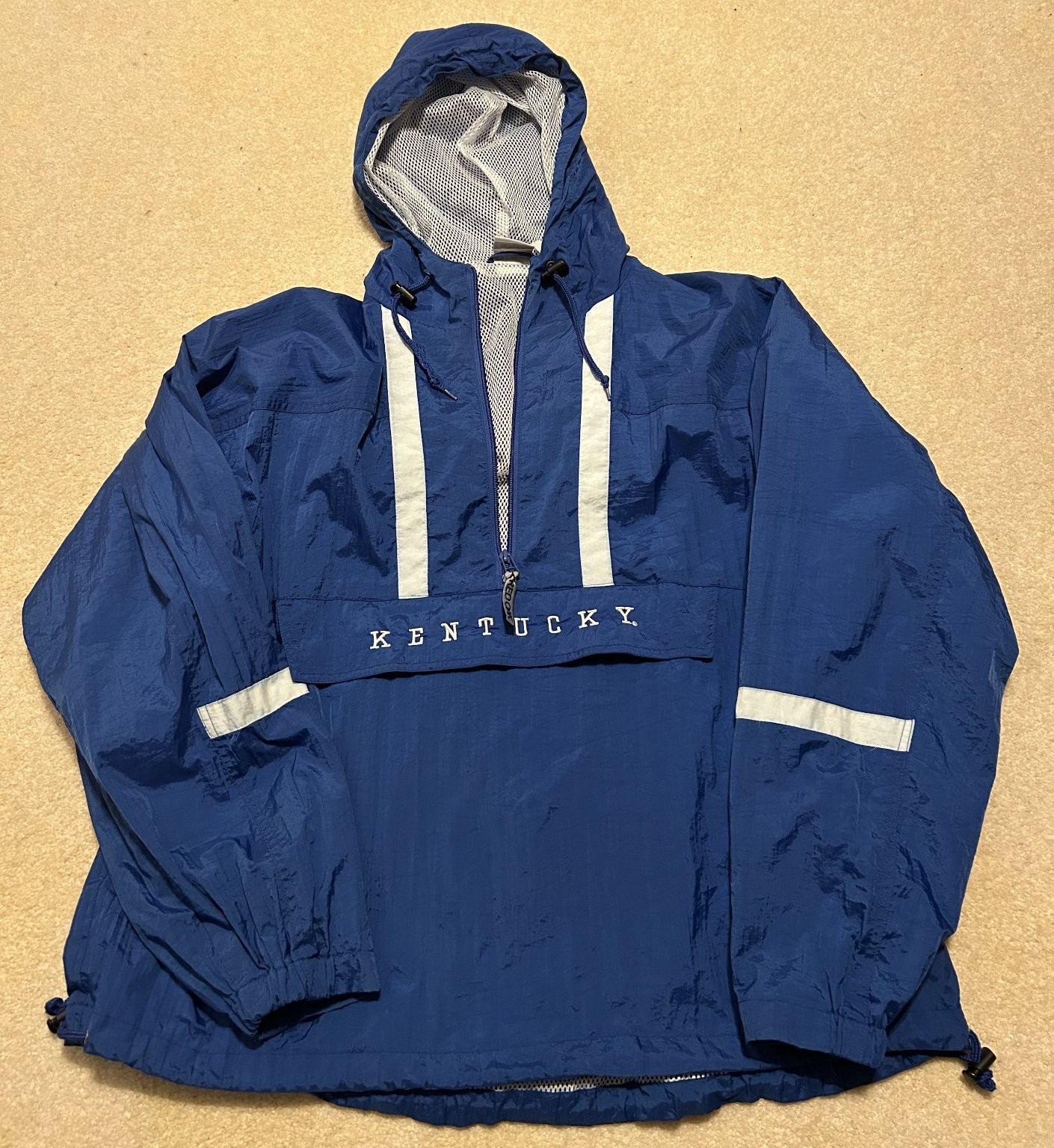 Vintage Red Oak Kentucky Wildcats NCAA Anorak Windbreaker Jacket Blue Large