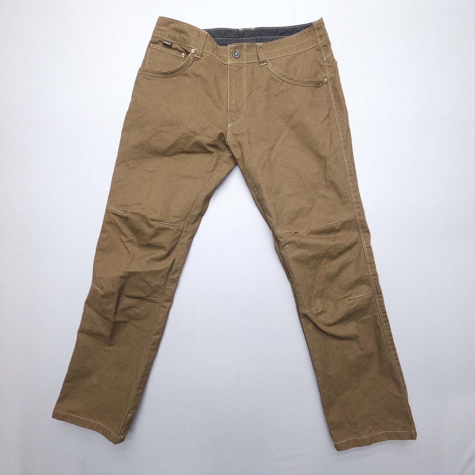 Kuhl Free Rydr Pants Mens 32 x 30 Brown Patina Dye Workwear Heavy Field Flex EUC